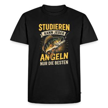 Fishing instead of studying – Funny saying - Men's Premium Organic T-Shirt - black - Front - Nico (187cm)