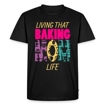 Vivre cette maman boulangère la vie maman boulangère - T-shirt Premium bio Homme - noir - Devant - Nico (187cm)