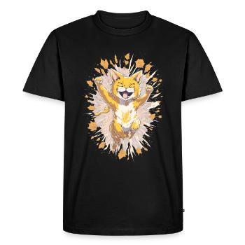 Happy Cat Anime Illustration - T-shirt Premium bio Homme - noir - Devant - Nico (187cm)