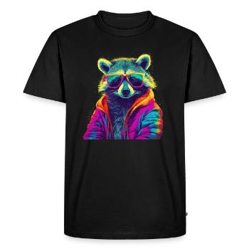 Raton laveur Raton laveur Nature Ratons laveurs - T-shirt Premium bio Homme - noir - Devant - Nico (187cm)