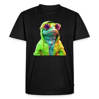 Grenouille avec lunettes de soleil Grenouilles fraîches colorées - T-shirt Premium bio Homme - noir - Devant - Nico (187cm)
