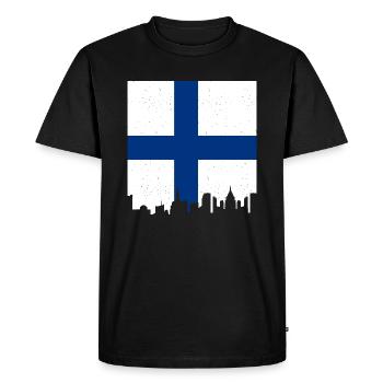 Finland Flag Suomi Finnish Flag Used Look - Men's Premium Organic T-Shirt - black - Front - Nico (187cm)