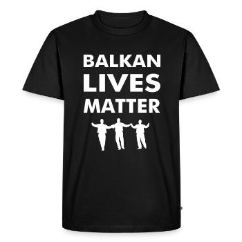 La vie des Balkans compte - T-shirt Premium bio Homme - noir - Devant - Nico (187cm)