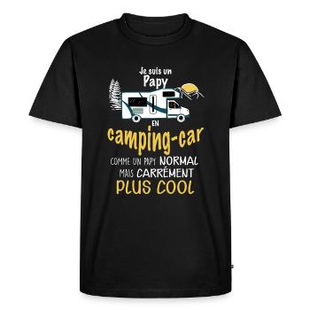Papy en Camping-car Cadeau Homme humour Papa - T-shirt Premium bio Homme - noir - Devant - Nico (187cm)