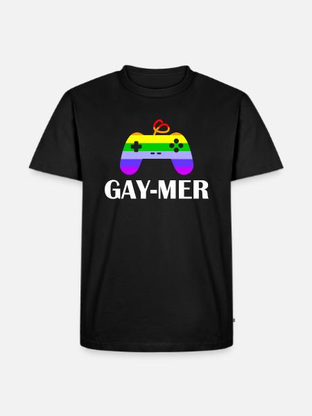 gay-mer, gay, gamer, video games, controllers - Men's Premium Organic T-Shirt - black