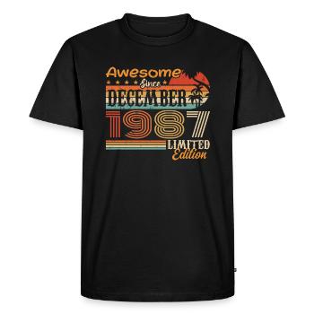 Retro Vintage légendaire anniversaire décembre 1987 - T-shirt Premium bio Homme - noir - Devant - Nico (187cm)