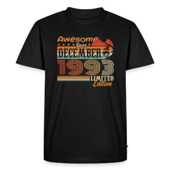 Retro Vintage légendaire anniversaire décembre 1993 - T-shirt Premium bio Homme - noir - Devant - Nico (187cm)