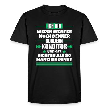 Ni poète ni penseur, mais confiseur - T-shirt Premium bio Homme - noir - Devant - Nico (187cm)