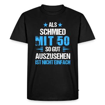 At 50 handsome blacksmith - Men's Premium Organic T-Shirt - black - Front - Nico (187cm)