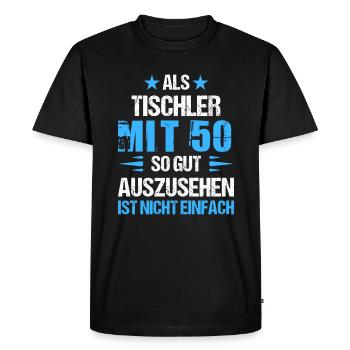 À 50 ans, beau charpentier - T-shirt Premium bio Homme - noir - Devant - Nico (187cm)