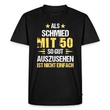 At 50 handsome blacksmith - Men's Premium Organic T-Shirt - black - Front - Nico (187cm)