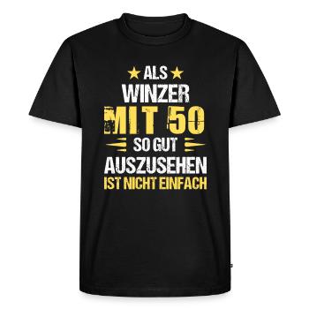 With 50 good-looking winemaker - Men's Premium Organic T-Shirt - black - Front - Nico (187cm)