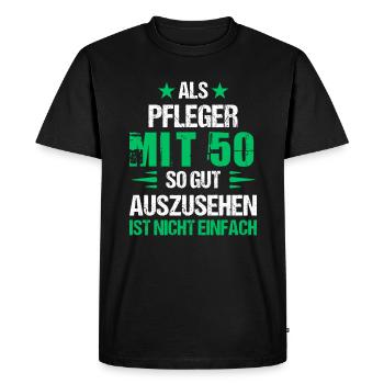 Belle infirmière à 50 ans - T-shirt Premium bio Homme - noir - Devant - Nico (187cm)