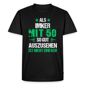 À 50 ans, bel apiculteur - T-shirt Premium bio Homme - noir - Devant - Nico (187cm)