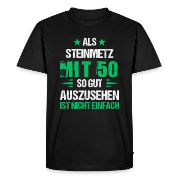 At 50 handsome stonemason - Men's Premium Organic T-Shirt - black - Front - Nico (187cm)
