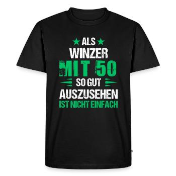 With 50 good-looking winemaker - Men's Premium Organic T-Shirt - black - Front - Nico (187cm)