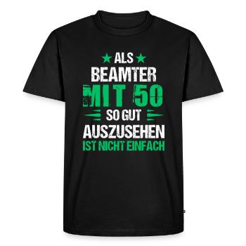À 50 ans, bel officier - T-shirt Premium bio Homme - noir - Devant - Nico (187cm)
