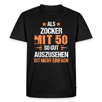 Avec 50 joueurs séduisants - T-shirt Premium bio Homme - noir - Devant - Nico (187cm)