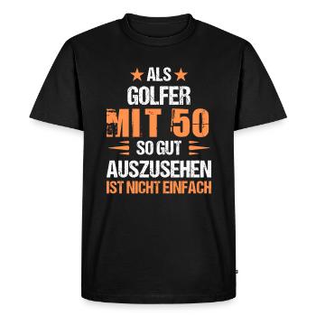 À 50 ans, beau golfeur - T-shirt Premium bio Homme - noir - Devant - Nico (187cm)
