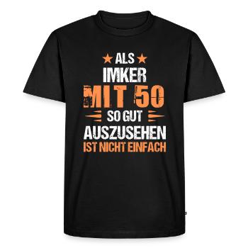 À 50 ans, bel apiculteur - T-shirt Premium bio Homme - noir - Devant - Nico (187cm)