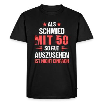 At 50 handsome blacksmith - Men's Premium Organic T-Shirt - black - Front - Nico (187cm)