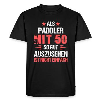 At 50 handsome paddler - Men's Premium Organic T-Shirt - black - Front - Nico (187cm)