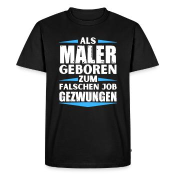 Painter landed in the wrong job - Men's Premium Organic T-Shirt - black - Front - Nico (187cm)