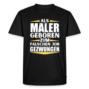 Painter landed in the wrong job - Men's Premium Organic T-Shirt - black - Front - Nico (187cm)