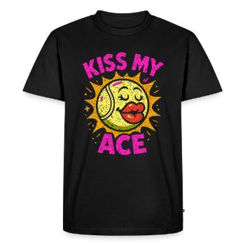 Tennis Saying Kiss my Ace Funny - Men's Premium Organic T-Shirt - black - Front - Nico (187cm)