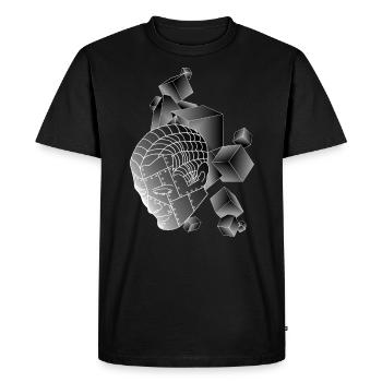 Robot with cube dark grey - Men's Premium Organic T-Shirt - black - Front - Nico (187cm)