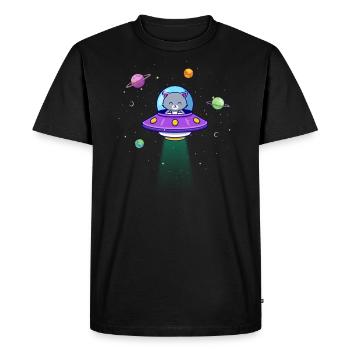 Cat in space - Men's Premium Organic T-Shirt - black - Front - Nico (187cm)