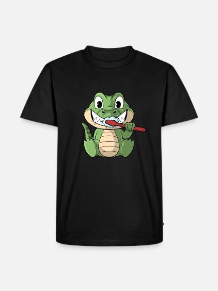 Børstning af krokodilletænder børstning - Herre Premium økologisk T-shirt - sort