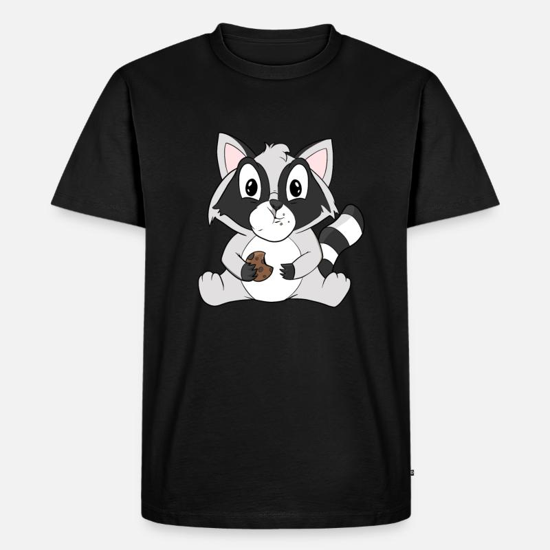 Waschbär mit Keks - Männer Premium Bio T-Shirt - Schwarz