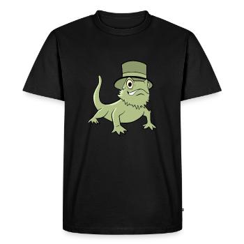 Bearded Dragons - Lizard with cylinder hat - Men's Premium Organic T-Shirt - black - Front - Nico (187cm)