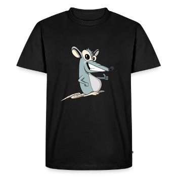 Funny Cartoon Rat - Men's Premium Organic T-Shirt - black - Front - Nico (187cm)