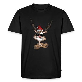 Funny Christmas Reindeer - Men's Premium Organic T-Shirt - black - Front - Nico (187cm)