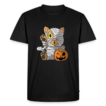 Halloween Mummy Cat Pumpkin Kitten - Men's Premium Organic T-Shirt - black - Front - Nico (187cm)