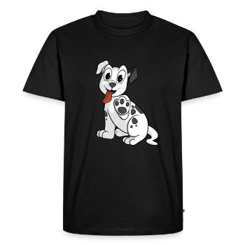Mignon chien tacheté lève la patte - T-shirt Premium bio Homme - noir - Devant - Nico (187cm)
