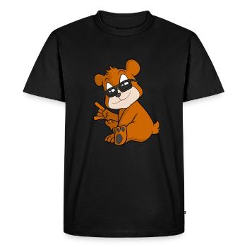 Cool cartoon bear with sunglasses - Men's Premium Organic T-Shirt - black - Front - Nico (187cm)
