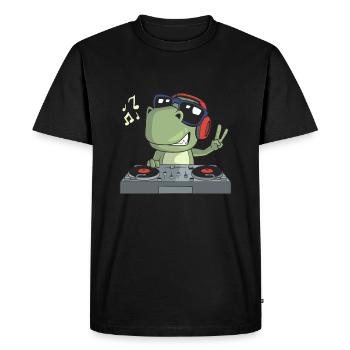 DJ Dinosaur Musique Disc Jockey - T-shirt Premium bio Homme - noir - Devant - Nico (187cm)