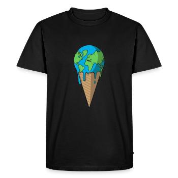 Planet Earth in Ice Cream Cone - Men's Premium Organic T-Shirt - black - Front - Nico (187cm)