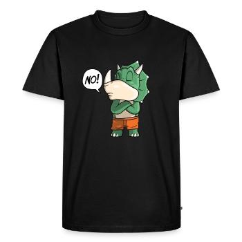Tricératops dit NON - T-shirt Premium bio Homme - noir - Devant - Nico (187cm)