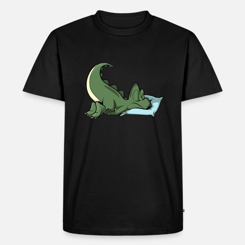 Schlafender T-Rex Dinosaurier - Männer Premium Bio T-Shirt - Schwarz