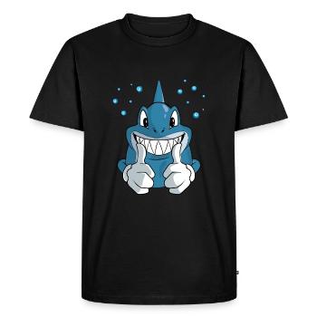 Drôle de requin de dessin animé - T-shirt Premium bio Homme - noir - Devant - Nico (187cm)