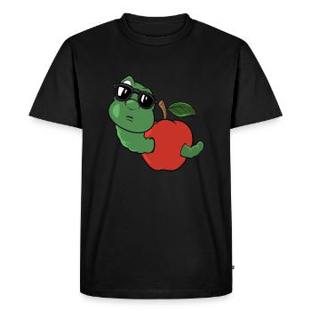 Cute worm in an apple - Men's Premium Organic T-Shirt - black - Front - Nico (187cm)