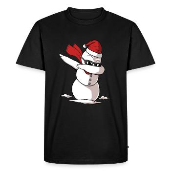 Dabbing snowman with Christmas hat - Men's Premium Organic T-Shirt - black - Front - Nico (187cm)