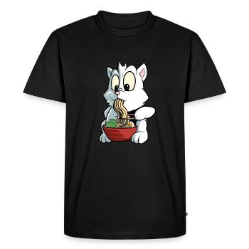 Sweet Cat mange des ramen kawaii Ramen Cat - T-shirt Premium bio Homme - noir - Devant - Nico (187cm)