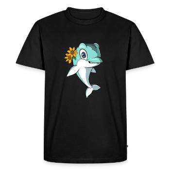Joli dauphin avec des fleurs - T-shirt Premium bio Homme - noir - Devant - Nico (187cm)