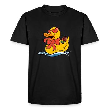 Squeaky Duck Hearts Rose Ducks - Men's Premium Organic T-Shirt - black - Front - Nico (187cm)