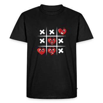 Tic-Tac-Toe - L’amour gagne toujours - Hearts - T-shirt Premium bio Homme - noir - Devant - Nico (187cm)